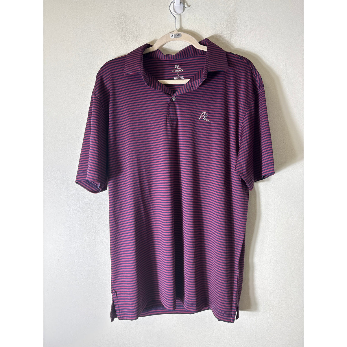 Rhoback Red and Navy Strip Polo Shirt Sz L