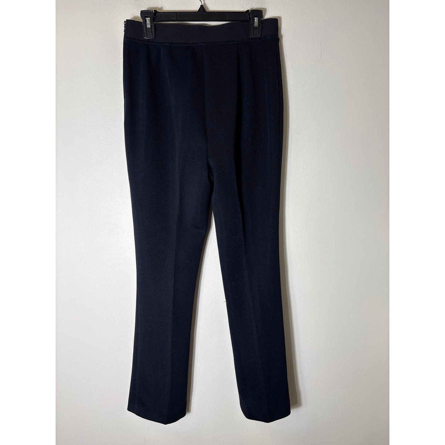 Karolin Azmarlak Black Ribbed Ankle Pants w/ Side Zip Sz M