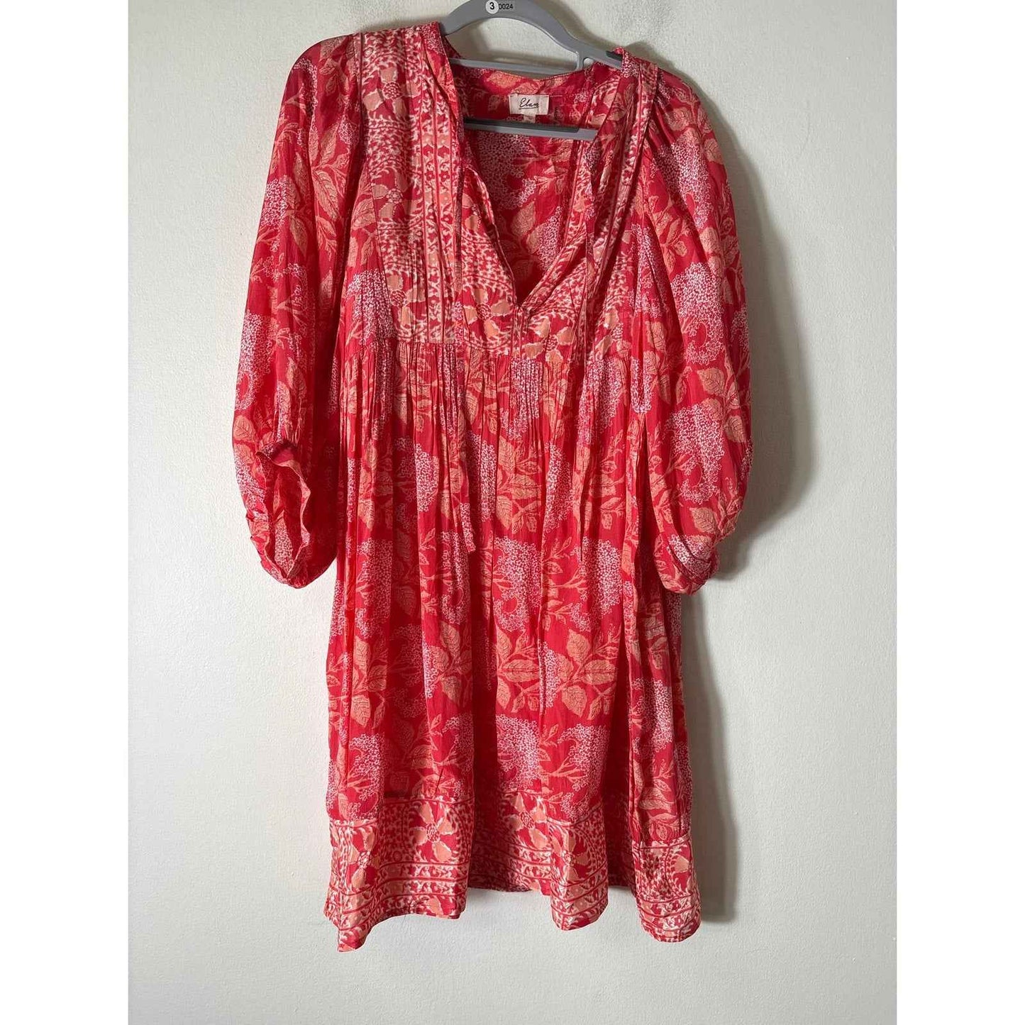 Elan Red and Peach Long Sleeve Knee Length Dress Sz M