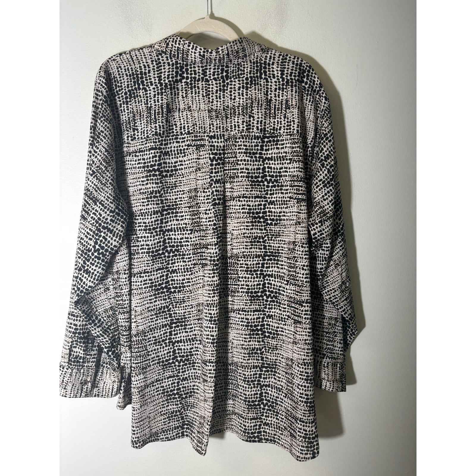 Calvin Klein Black White Print Long Sleeve Button Up Shirt Sz 2X