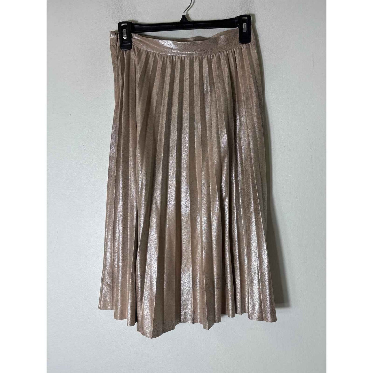 Maeve Gold Shimmer Mini Pleat Midi Skirt Sz XS