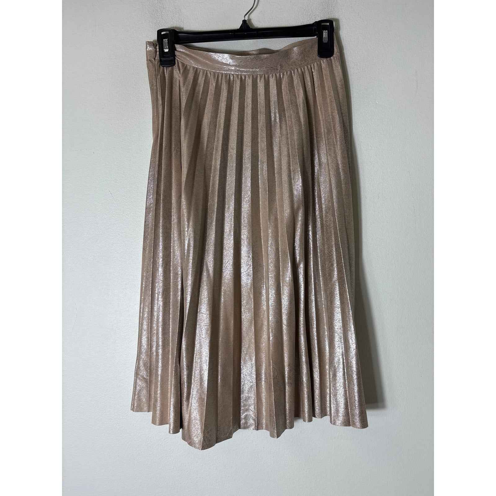 Maeve Gold Shimmer Mini Pleat Midi Skirt Sz XS