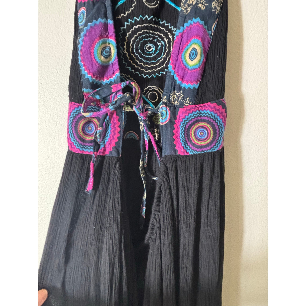 Jaxli Black Boho Halter Backless Maxi Dress Sz M