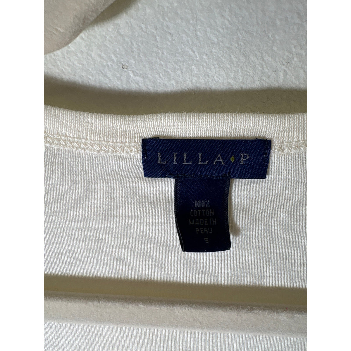 Lilla P Cream Long Sleeve Boat Neck Cotton Tee Sz S