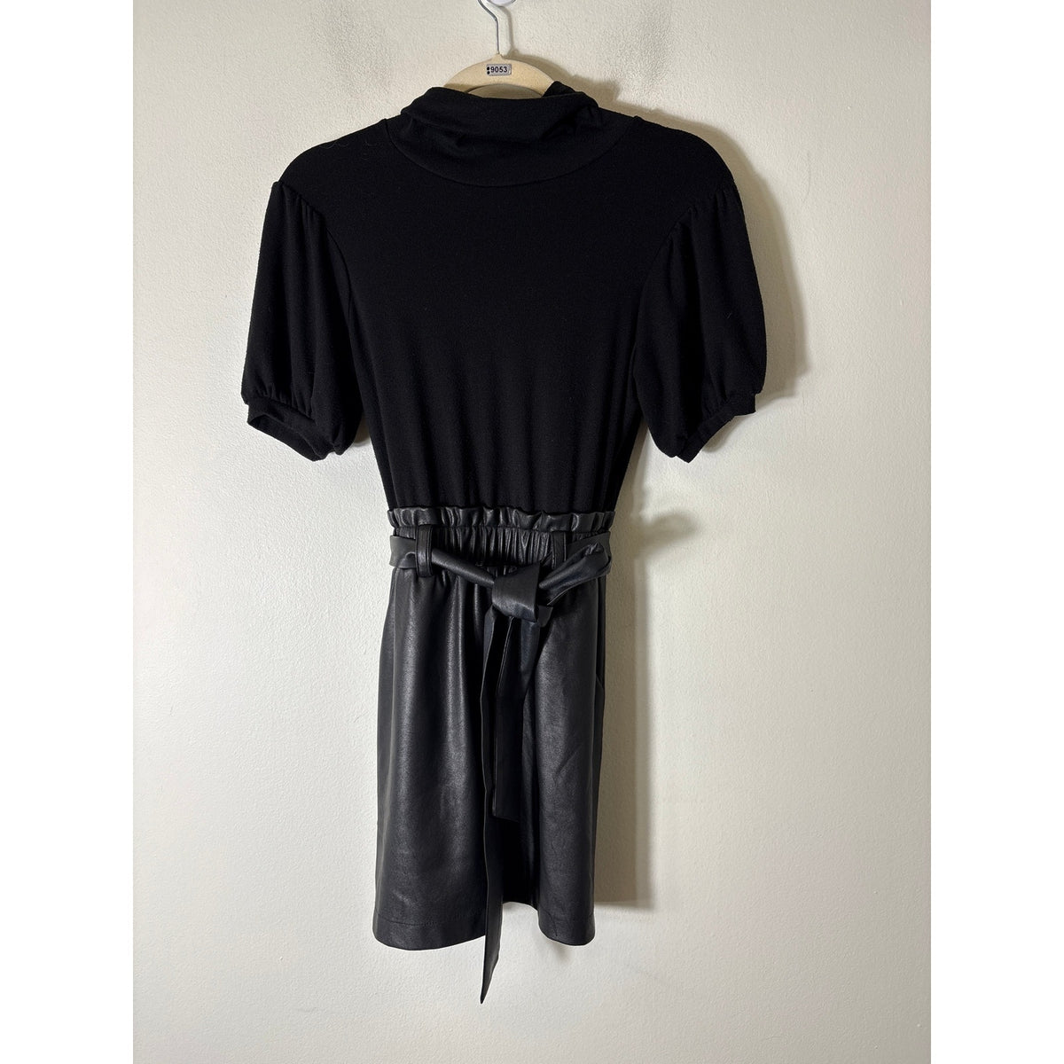 Drew Black Mixed Media Short Sleeve Mock Neck Dress Sz XS