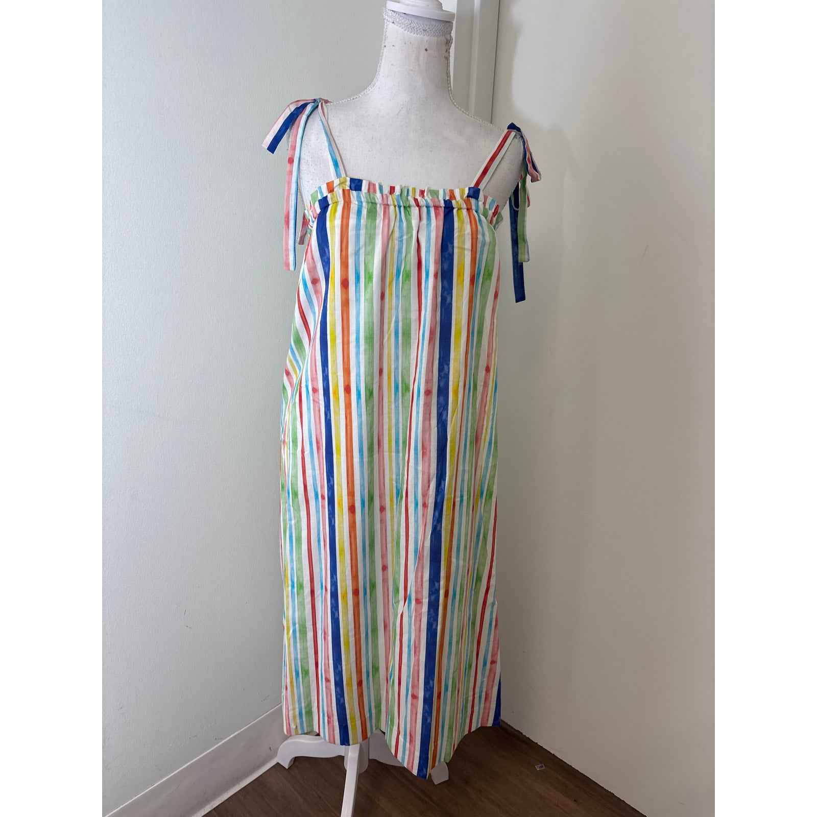 Brooke Wright Multi Color Stripe Midi Dress Sz XS/S