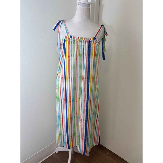 Brooke Wright Multi Color Stripe Midi Dress Sz XS/S