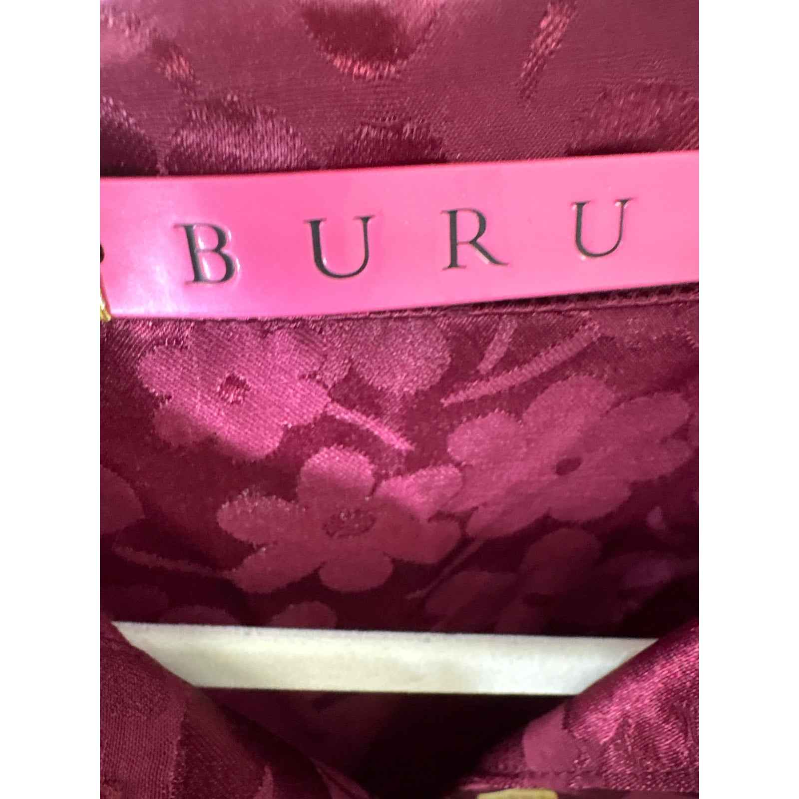 Buru Burgandy Floral Tiered Long Sleeve Baby Doll Dress Sz S