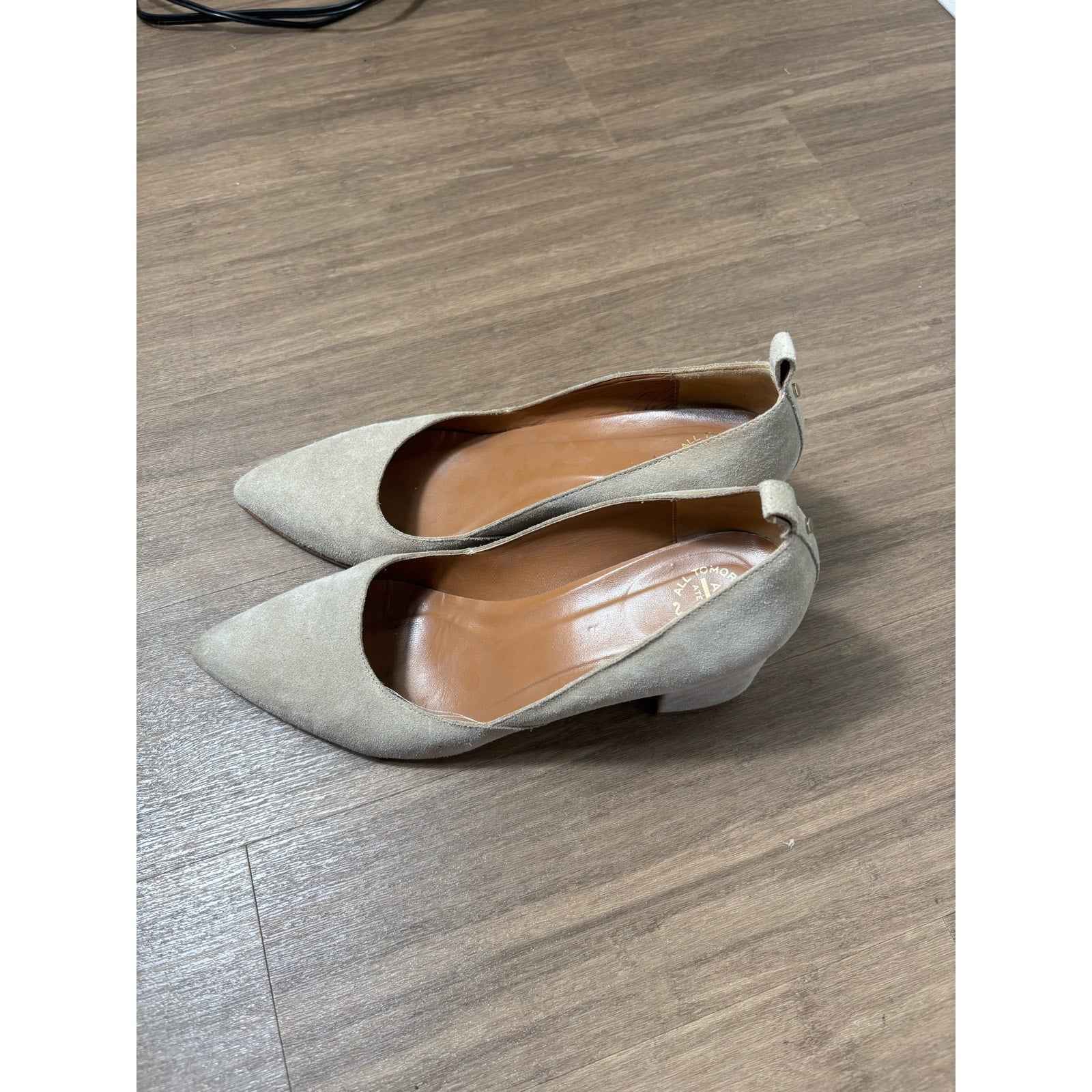 All Tomorrow's Parties Tan Suede Chunky Heel Shoes Sz 40 (9.5)