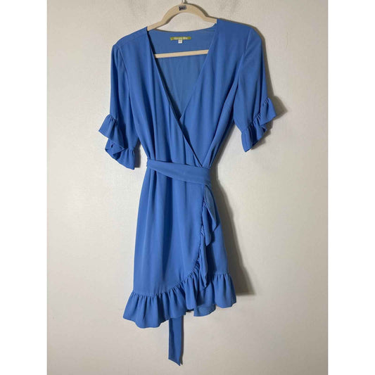 Gianni Bini Blue Knee Length Wrap Dress Sz S