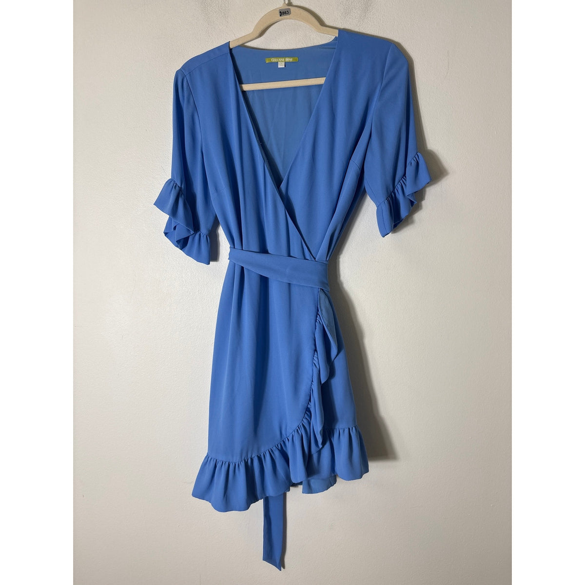 Gianni Bini Blue Knee Length Wrap Dress Sz S