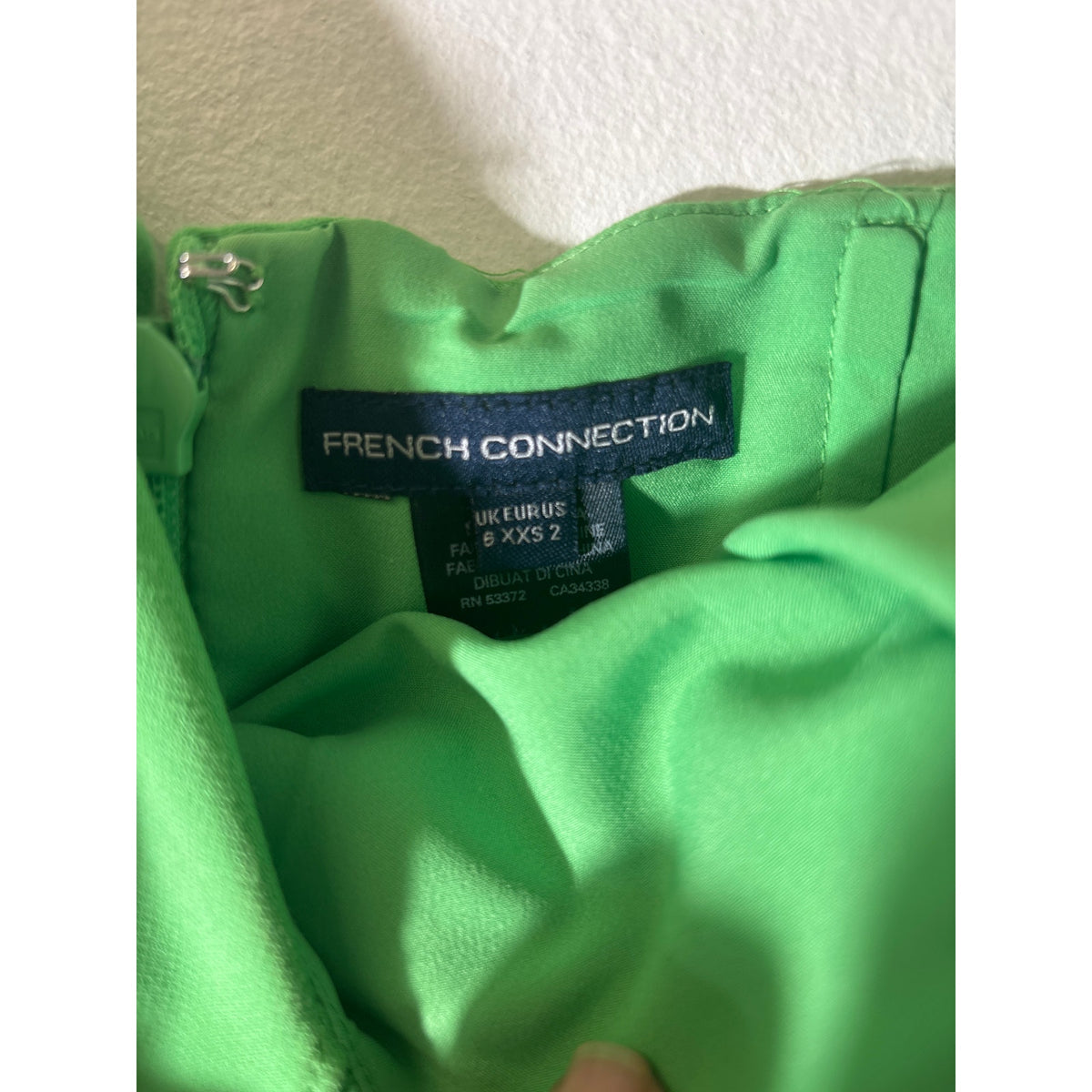 French Connection Bright Green Strapless Mini Cocktail Dress Sz XXS