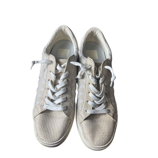 Dolce Vita Off White Canvas Stripe Fashion Sneakers sz 8