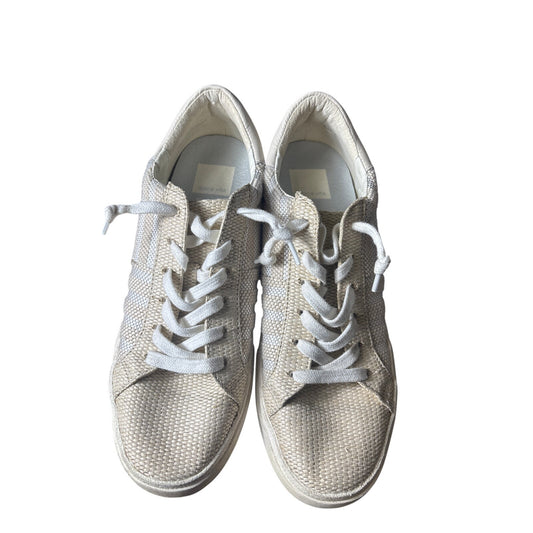 Dolce Vita Off White Canvas Stripe Fashion Sneakers sz 8