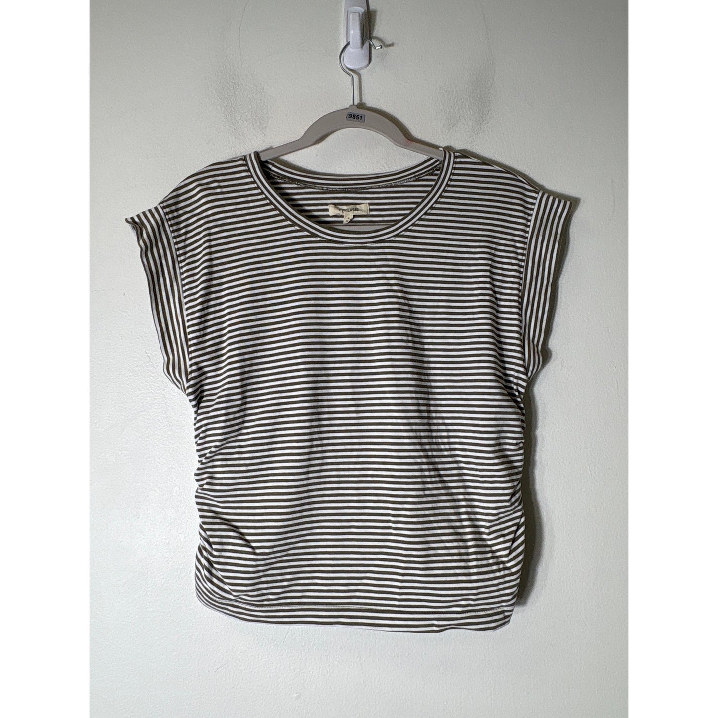 Madewell Brown and White Stripe Short Sleeve Tee Sz M