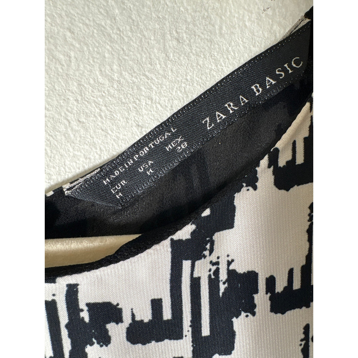 Zara Basic Black White Geo Print Sleeveless Mini Dress Sz M