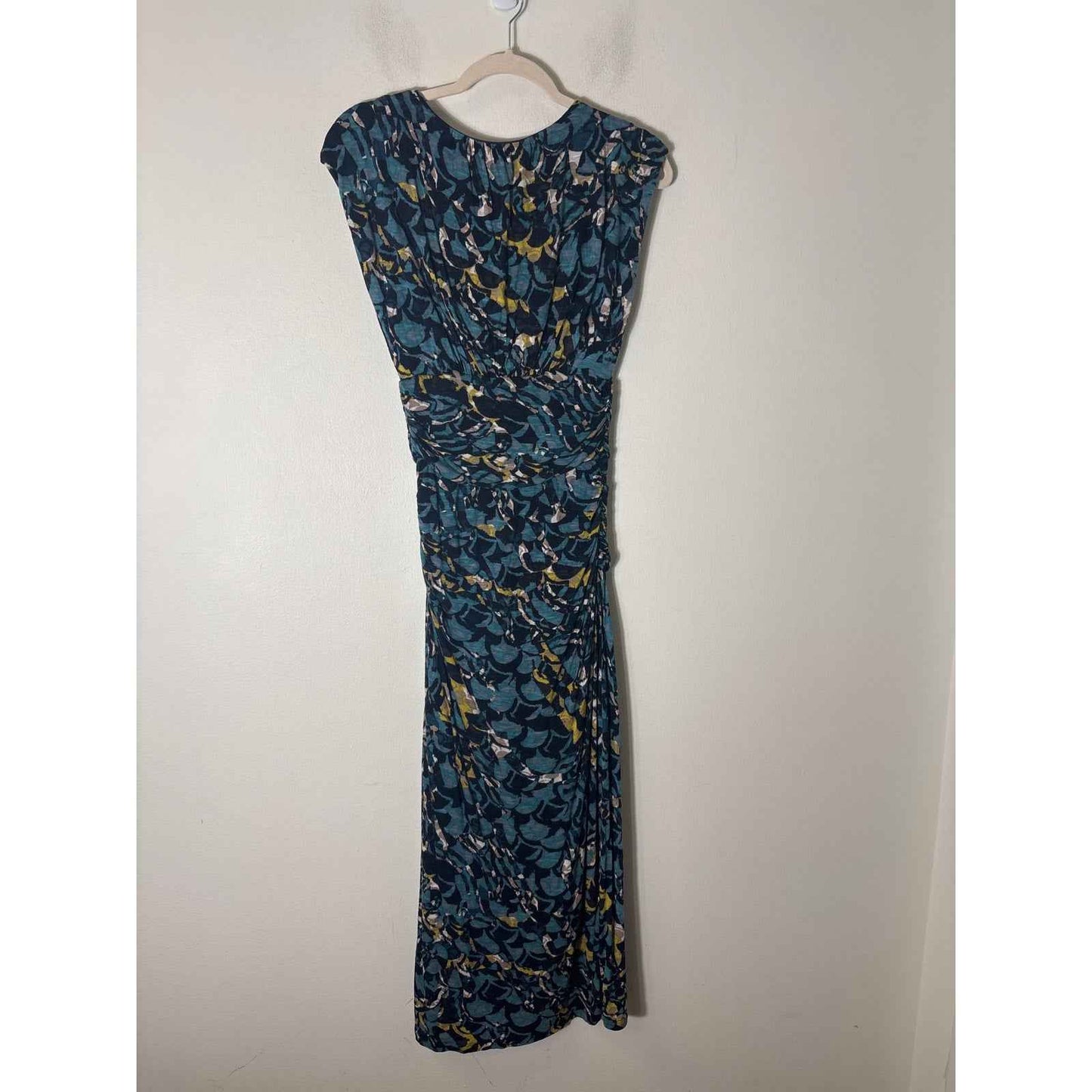 Moulinette Soeurs Green Navy Cap Sleeve Maxi Dress Sz S