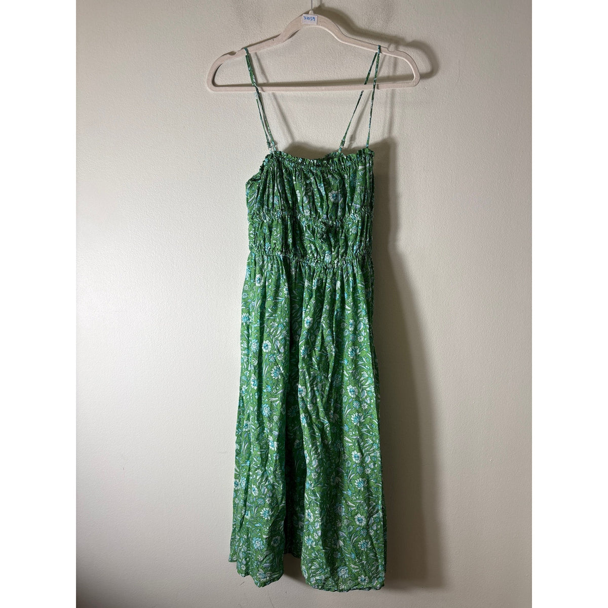 J. Crew Green Floral Spaghetti Strap Maxi Dress Sz M