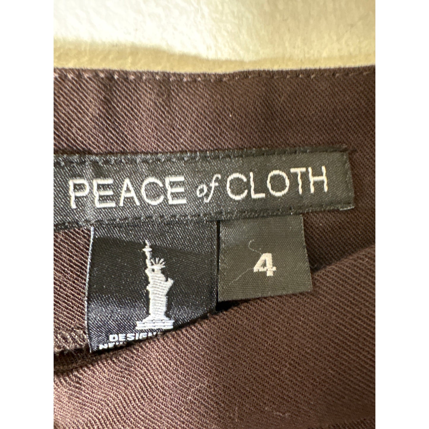 Peace of Cloth Brown Side Zip Straight Leg Ankle Pants Sz 4