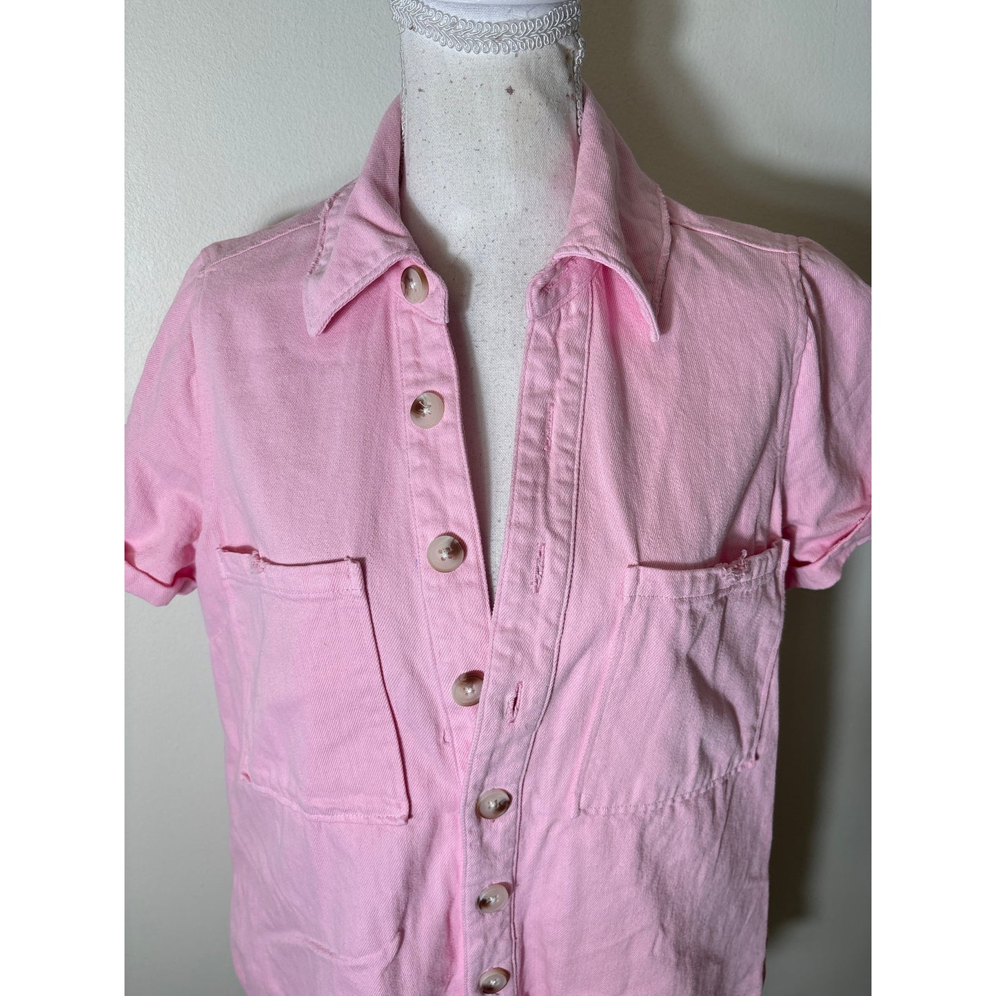 Show Me Your MUMU Pink Denim Romper Sz M