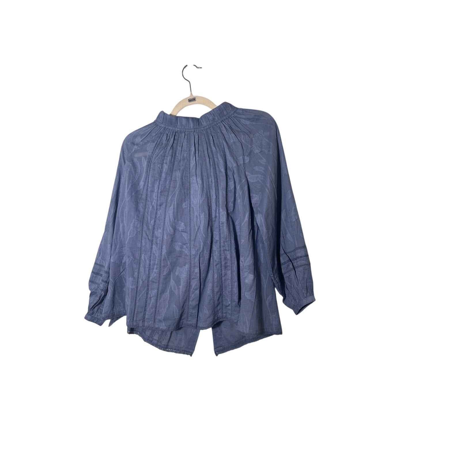 NWT Roller Rabbit "Fil Coupe Glyn Top" Cornflower Blue Long Sleeve Shirt Sz XS