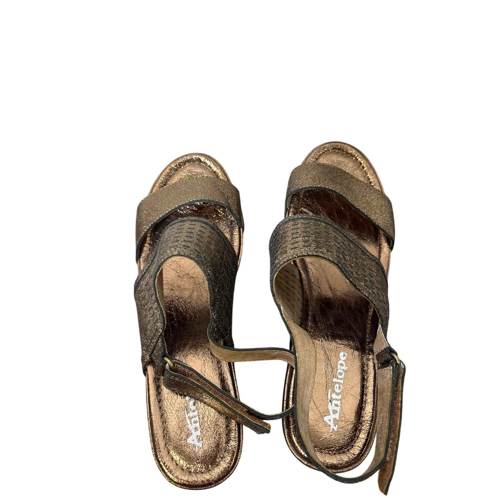 Antelope Bronze Two Strap Wedges Sz 38 (7.5)