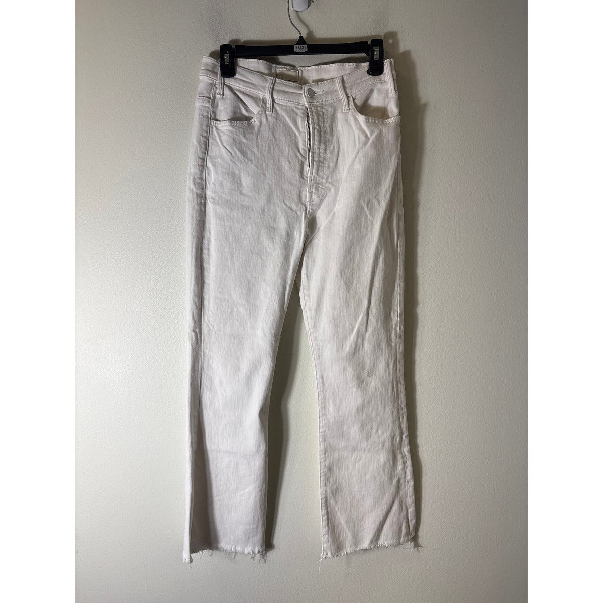 Mother White The Hustler Ankle Fray Denim Sz 28