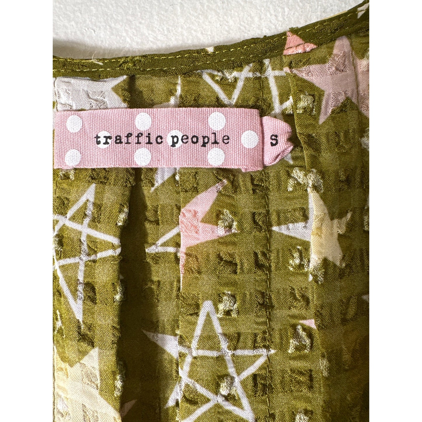Traffic People Green Star Blouse Sz S