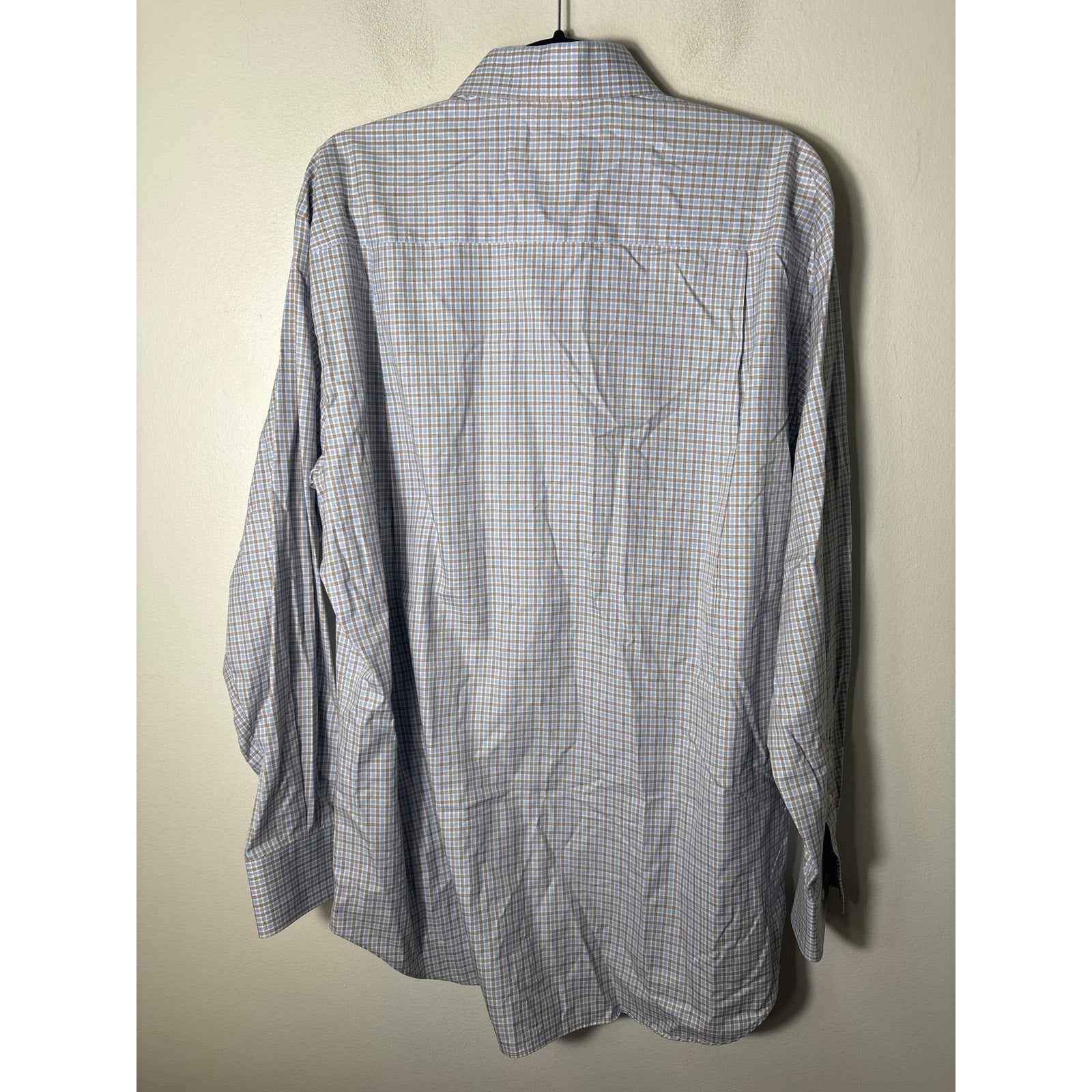 Mens David Donahue Brown and Blue Button Up Shirt Sz XL