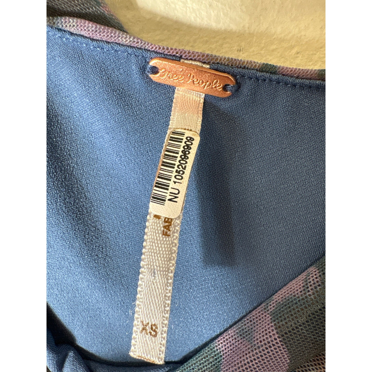 Free People Muted Blue Sheer Mesh Bodycon Mini Dress Sz XS