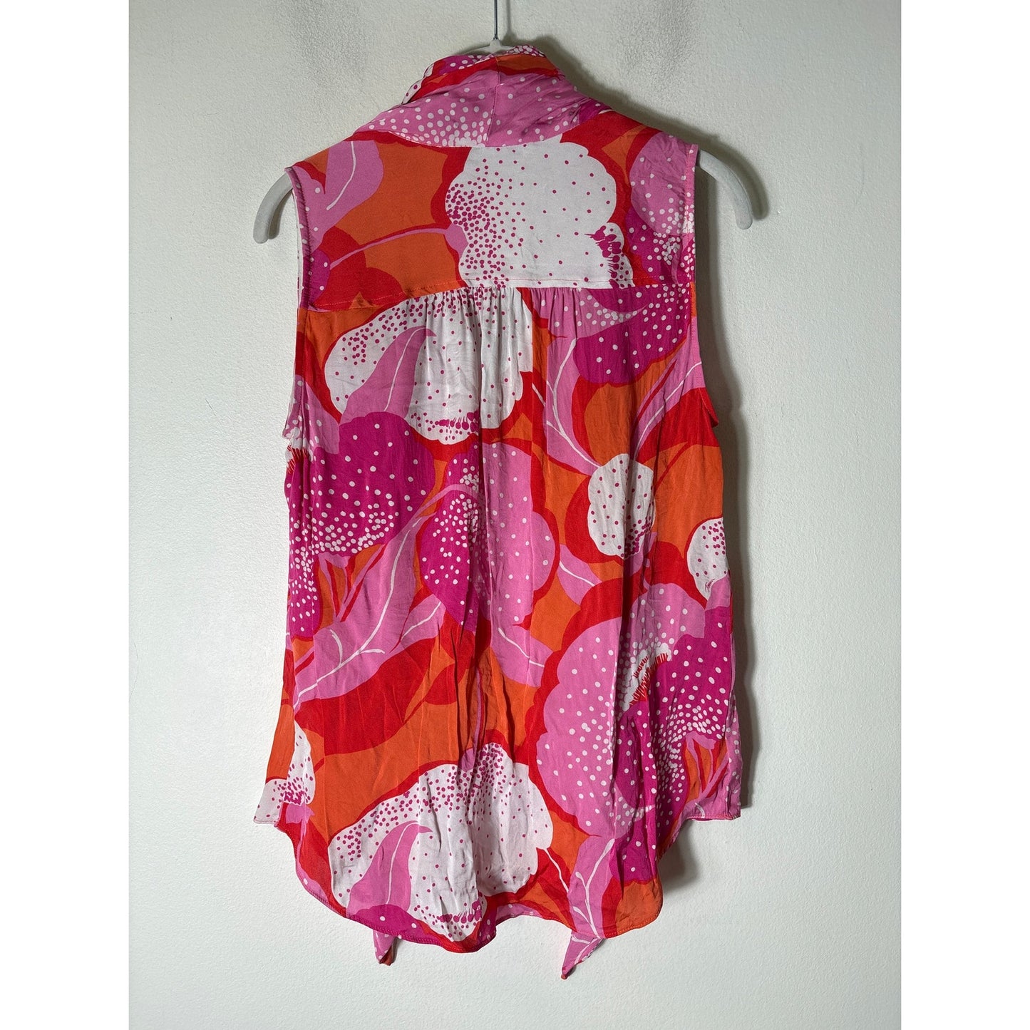 Trina Turk Pink Orange Sleeveless Silk Blend Top Sz M