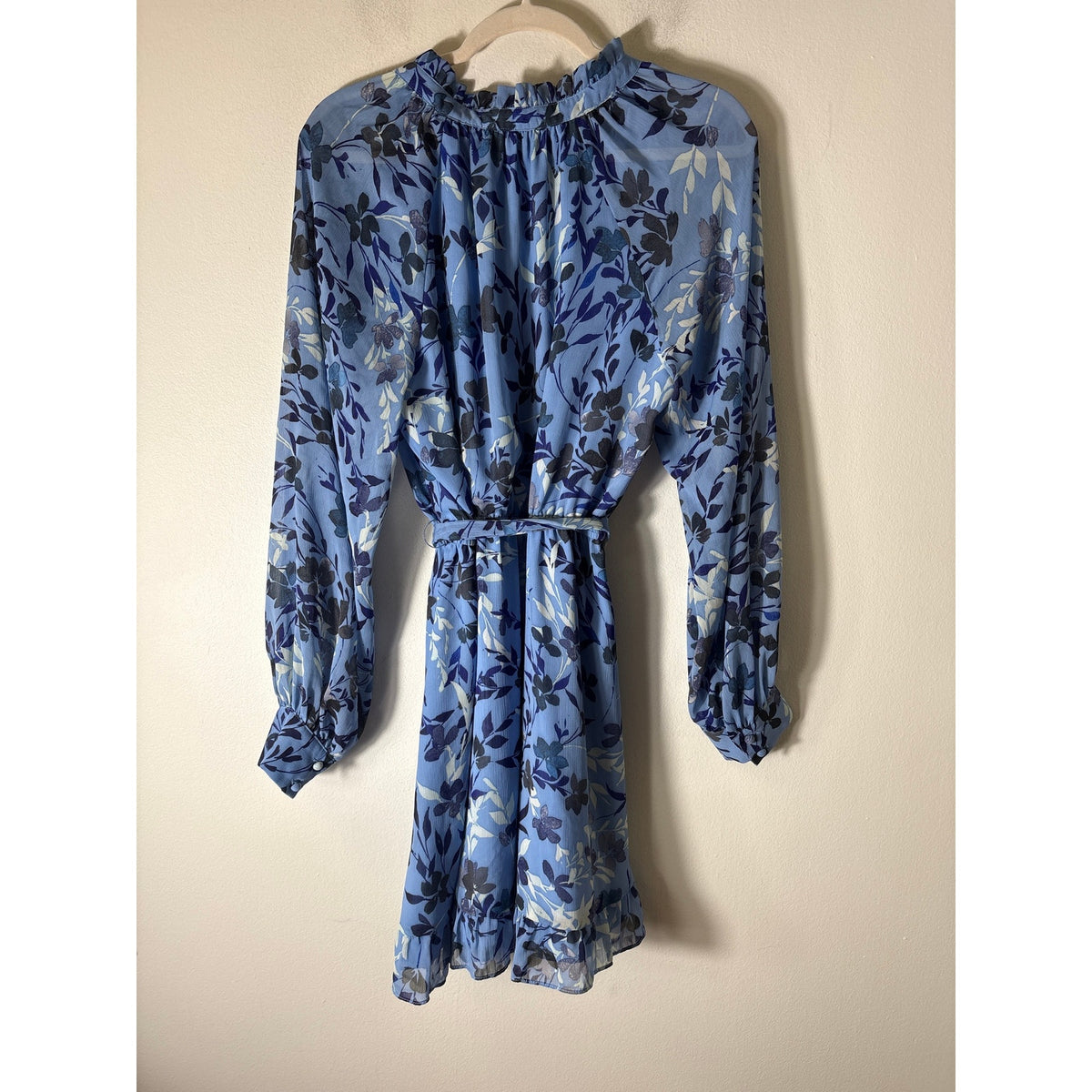 Lost + Wander Light Blue Long Sleeve Knee Length Dress Sz L