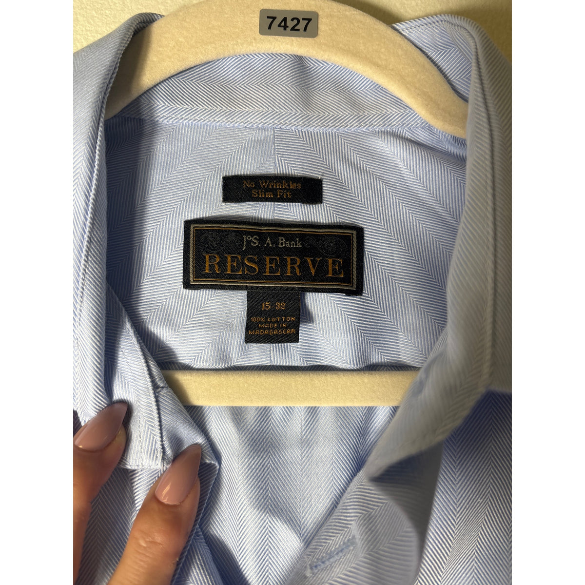 Men's Jos A Bank Reserve Light Blue Long Sleeve Button Up Dress Shirt Sz 15-32