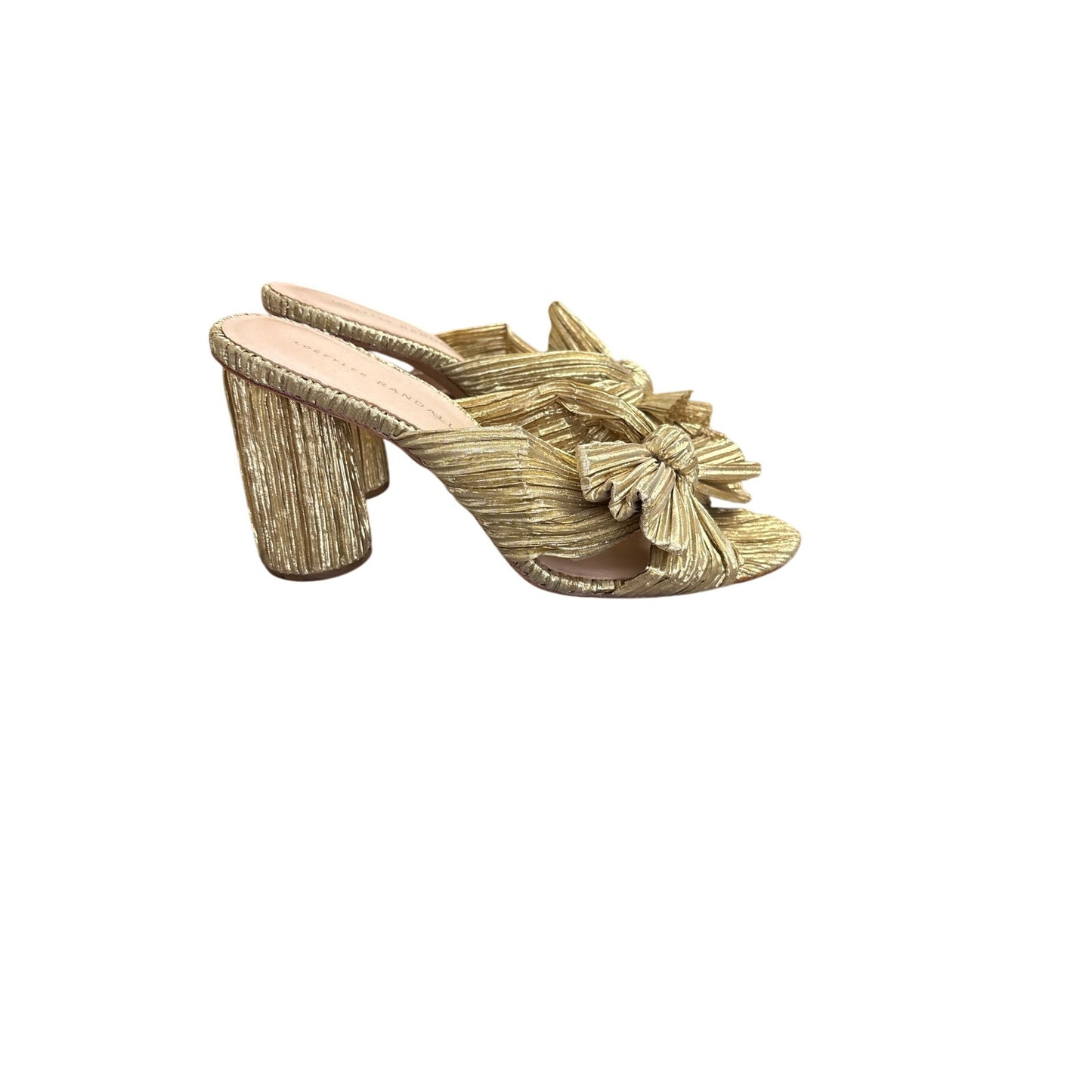 Loeffler Randal Gold Bow Heels Sz 7.5