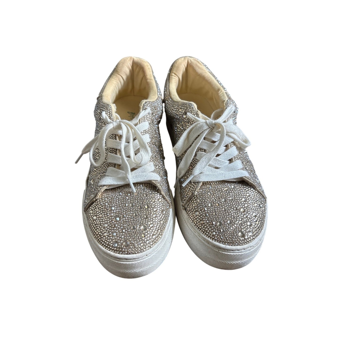 Betsey Johnson Gold Rhinestone Tennis Shoes Sz 9.5