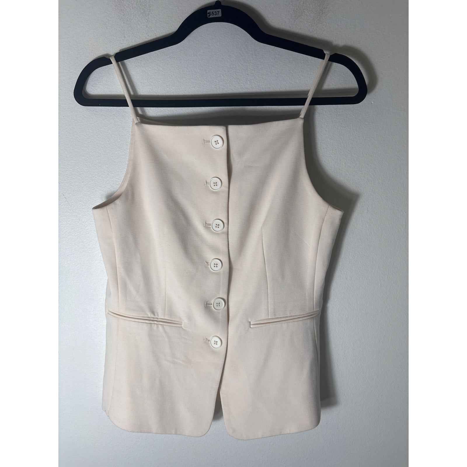 Staud Off White Sleeveless Button Up Vest Sz XS