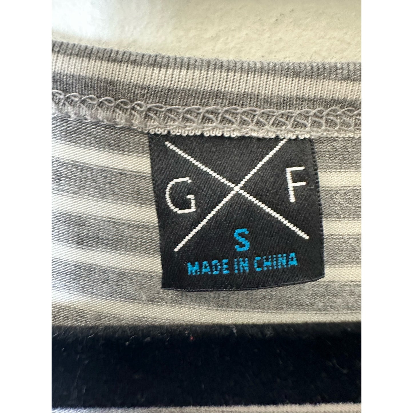 GXF Short Sleeved Gray and White Striped Shirt Sz S