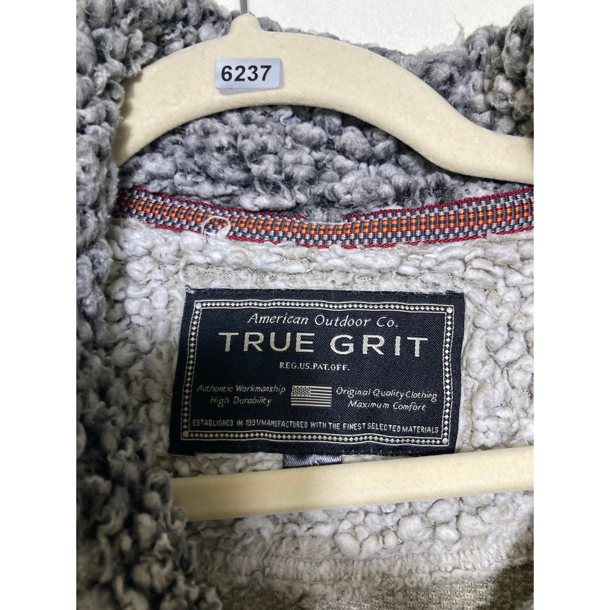 True Grit Grey Long Sleeve Sherpa Quarter Zip Pullover Sz XS