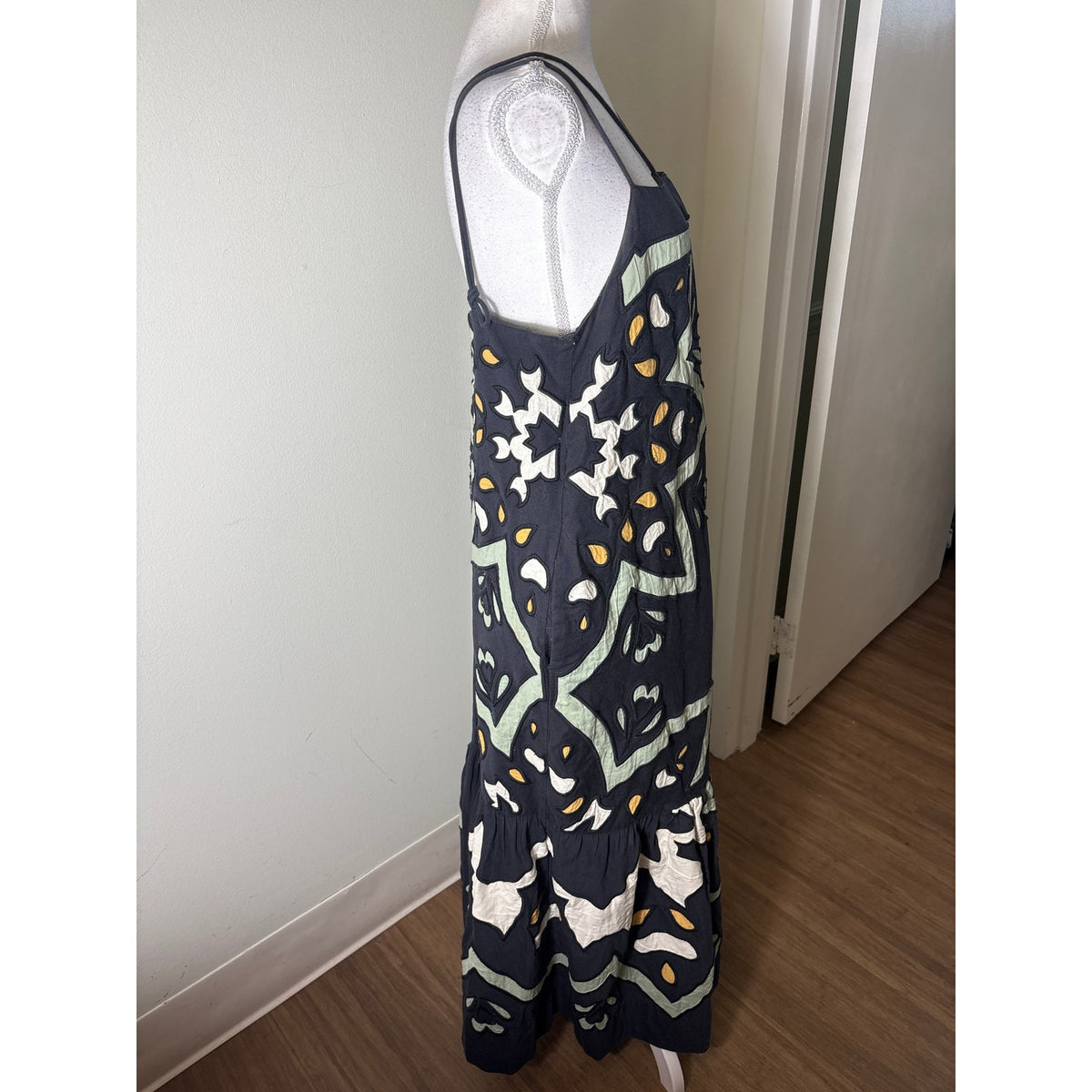 Sea New York Navy With Embroidery Maxi Dress Sz M