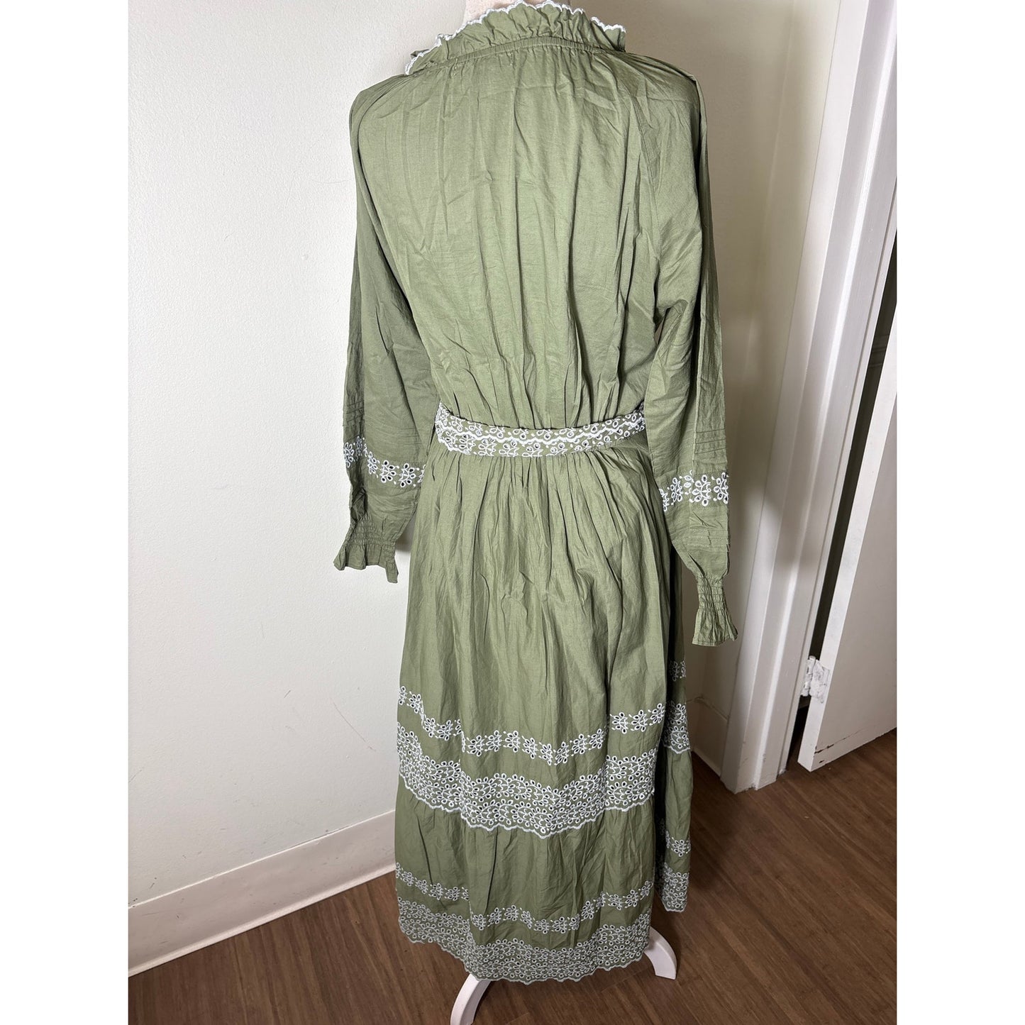 NWT Baybala Chartreuse Long Sleeve Cotton Maxi Dress Sz L