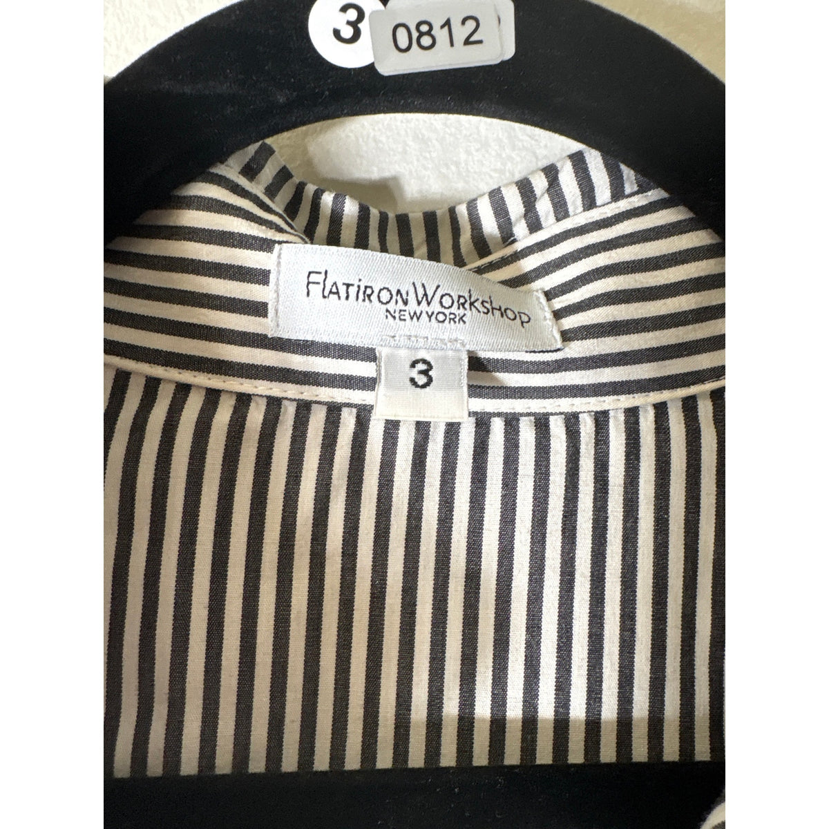 Flatiron Workshop Black and White Stripe Button Up Shirt Sz 3