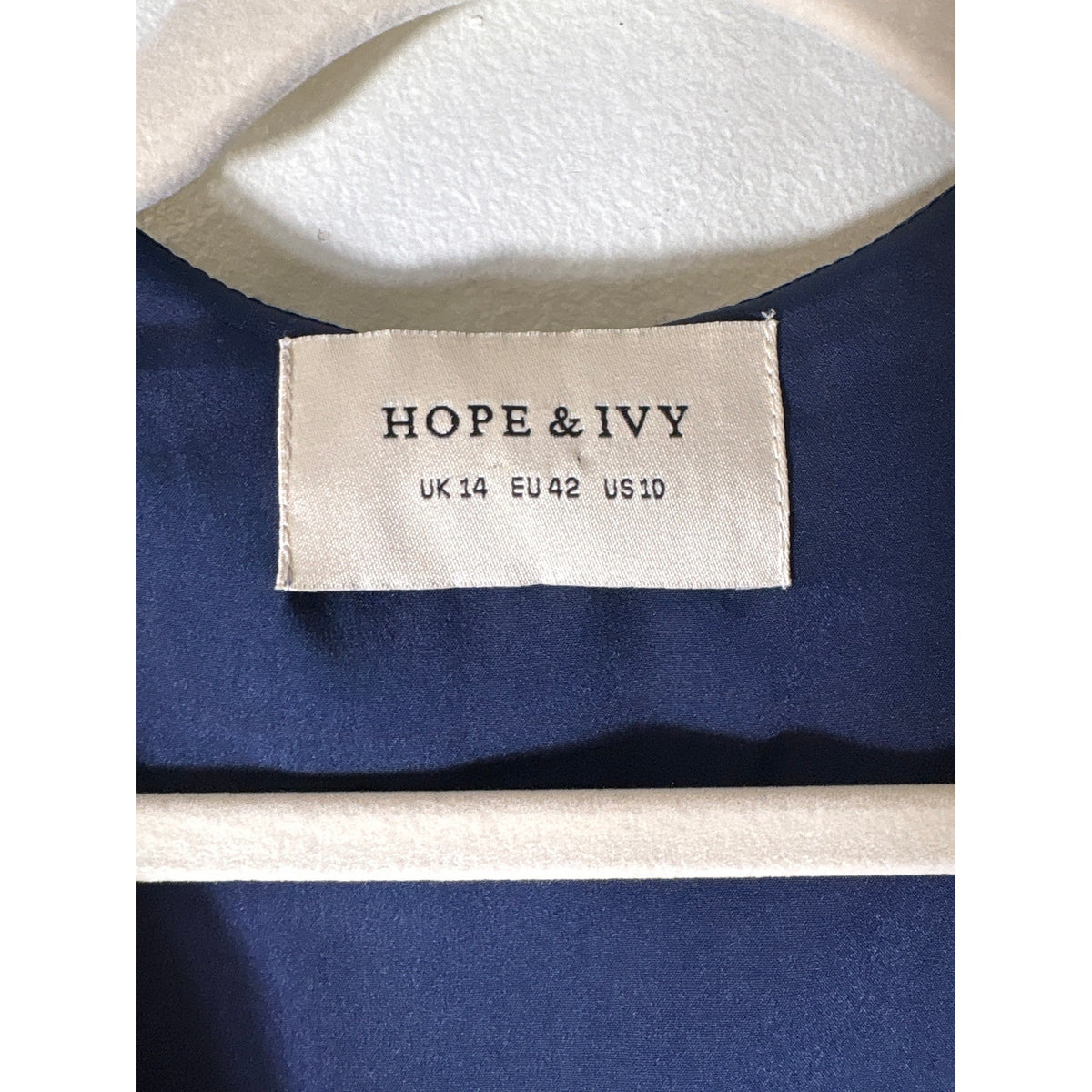 Hope & Ivy Navy Blue Gold Floral Flutter Sleeve Wrap Dress Sz 10