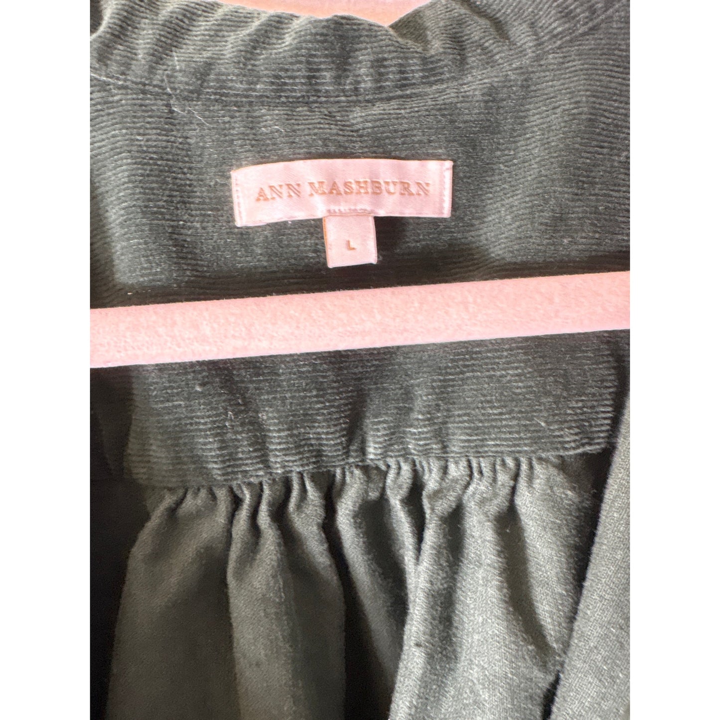 Ann Mashburn Forest Green Long Sleeve Cordoroy Mini Dress Sz L