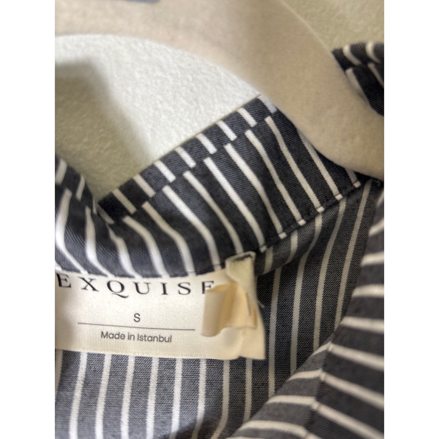 Exquise Gray and White Button Up Mini Dress Sz S