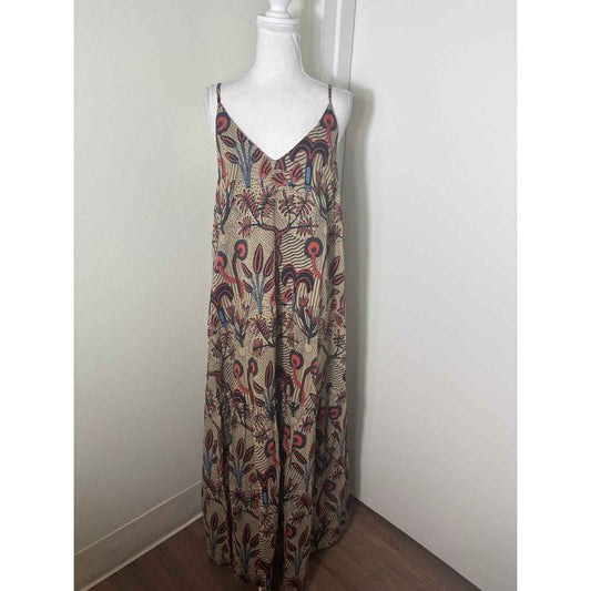 Otto'Ame Tan and Orange Floral Maxi Sz 8