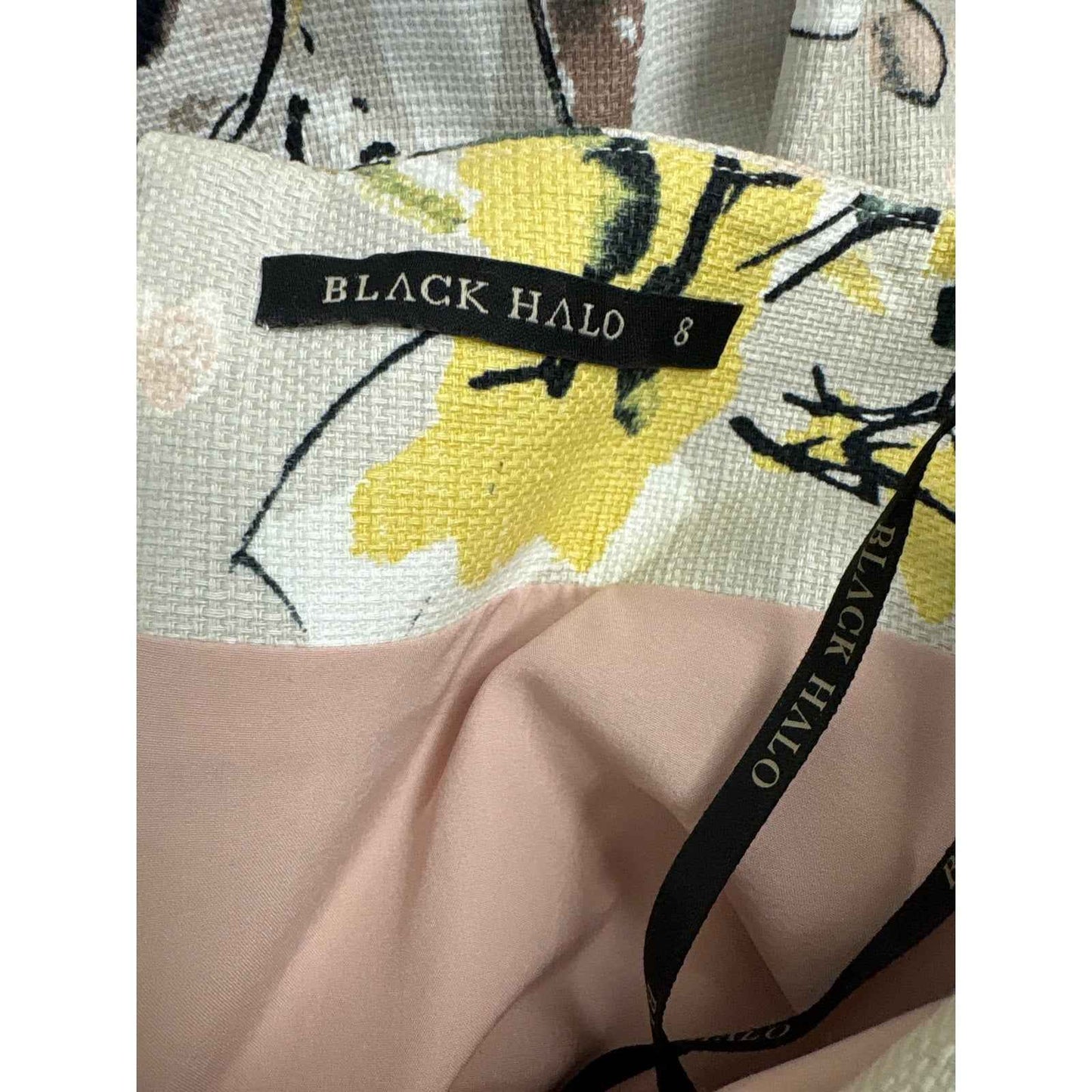 Black Halo Cream Watercolor Floral Mini Skirt Sz 8