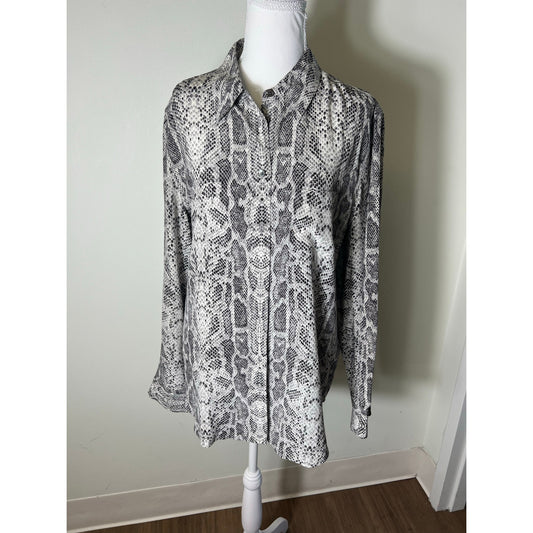 Equipment Femme Long Sleeve Snake Print Button Up Blouse Sz M