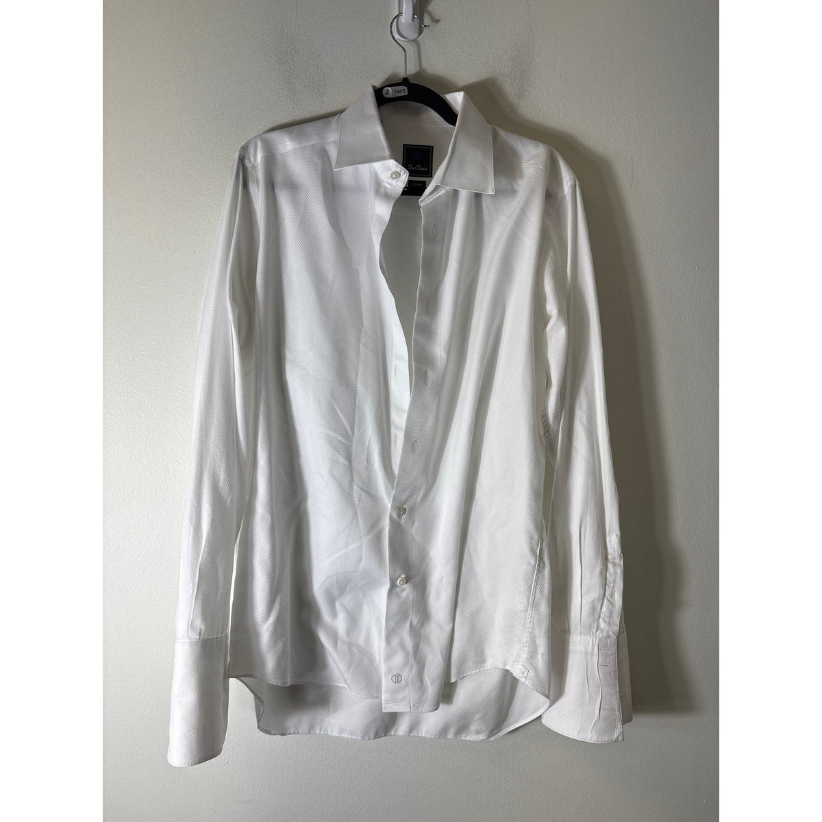 Mens David Donahue Trim White French Cuff Dress Shirt Sz 16.5 34/35