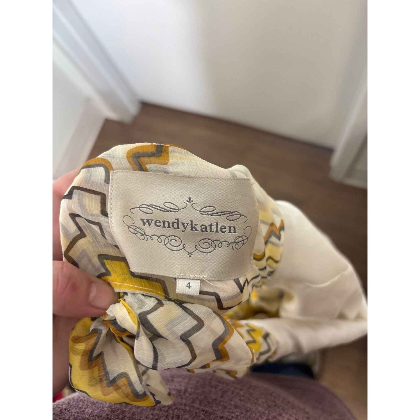 Anthropologie Wendy Katlen Yellow Teal Spaghetti Strap Backless Maxi Dress Sz 4