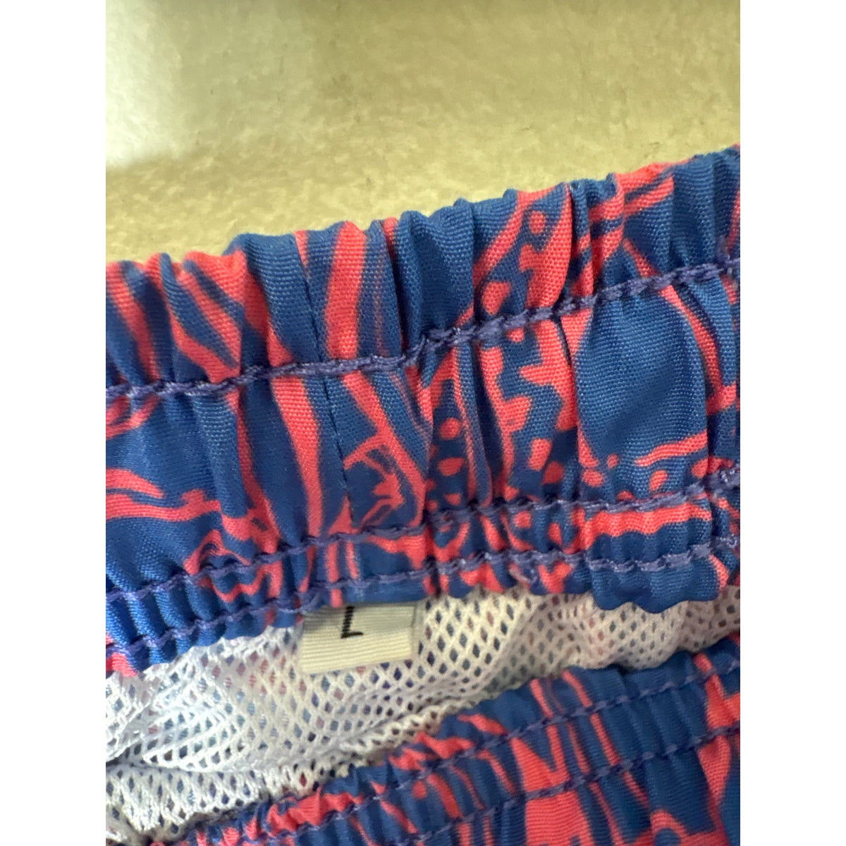 Men's Three Islands Blue Pink Fish Swim Trunks Sz L